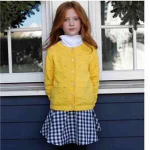 Classic Prep Elise Popcorn Knit Banana Cream Cardigan Sweater Girls Sz 10 Preppy